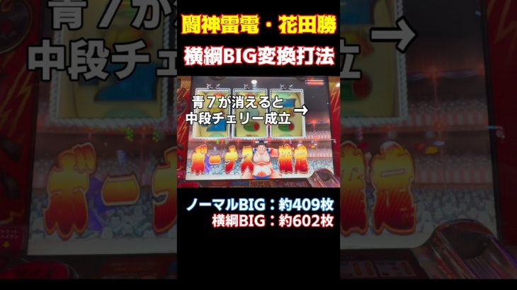 【闘神雷電・花田勝】横綱BIG変換打法 #shorts #パチスロ #攻略