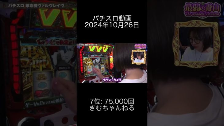 2024年10月26日 パチスロ動画ランキング 7位: きむちゃんねる