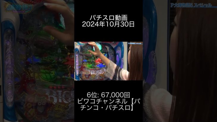 2024年10月30日 パチスロ動画ランキング 6位: ビワコチャンネル【パチンコ・パチスロ】