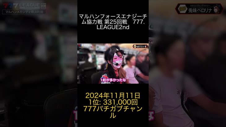 2024年11月11日 パチスロ動画ランキング 1位: 777パチガブチャンネル