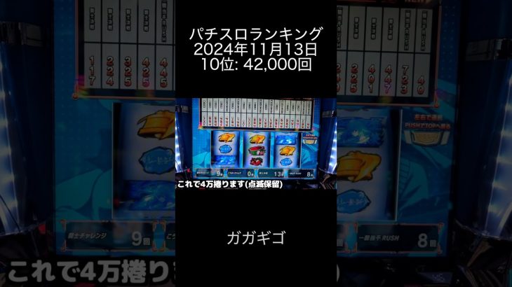 2024年11月13日 パチスロランキング 10位: ガガギゴ