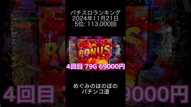 2024年11月21日 パチスロランキング 5位: めぐみのほのぼのパチンコ道 0